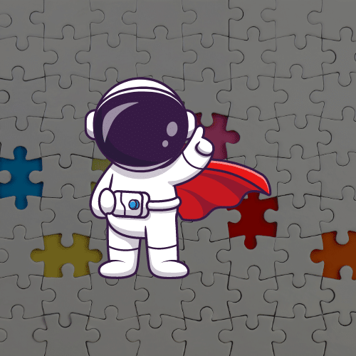 Flipbox image of an astronaut giving a thumbs up, wearing a superhero cape