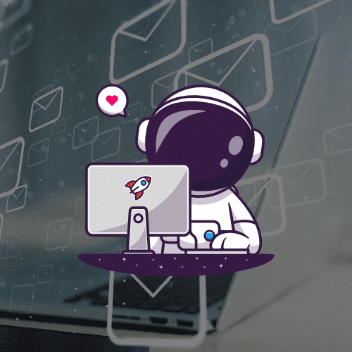 flipbox image of an astronaut typing at a computer screen